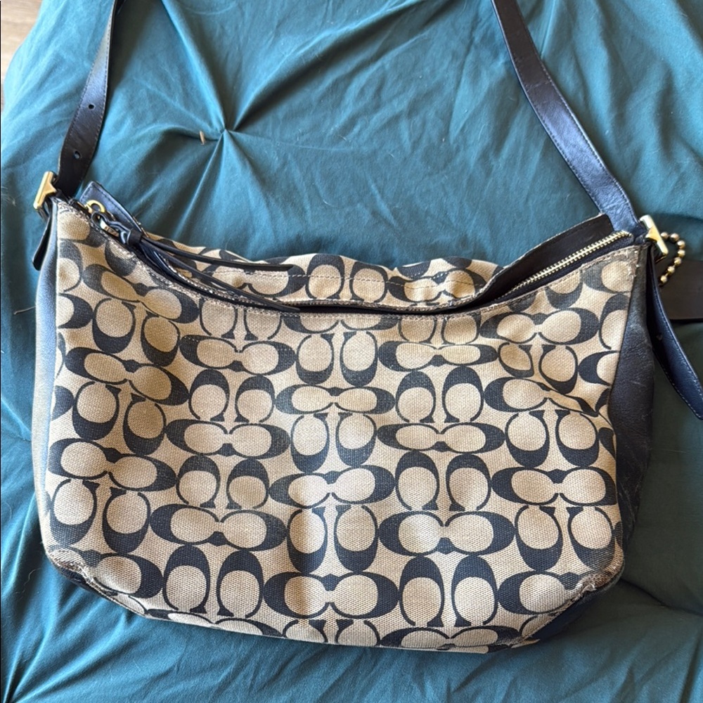 Coach Black and Tan Hobo Shoulder Bag